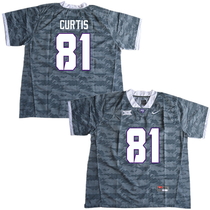 Men #81 Chase Curtis TCU Horned Frogs College Football Jerseys Sale-Gray